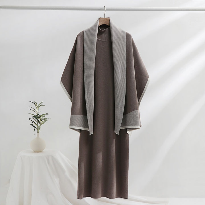 Women's knit dress with draped cardigan Lune London