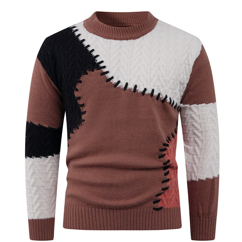 Fashionable knit sweater for men with a creative patchwork design Lune London
