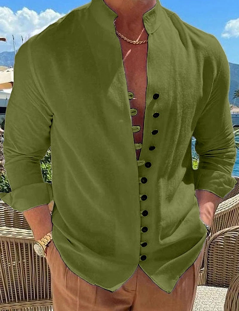 Trendy men's shirt with a slight structure and button placket Lune London