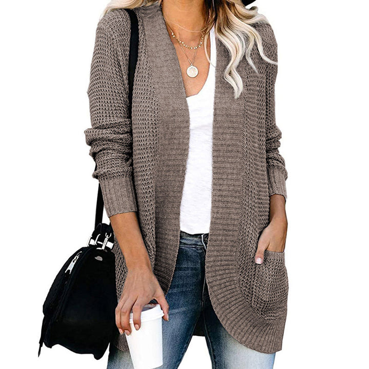 Lightweight knitted coat for women with pockets and open front Lune London