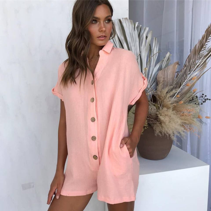 Women's jumpsuit with buttoned collar and casual cut Lune London