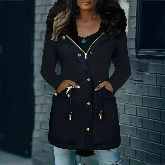 Ladies winter parka with removable fur collar Lune London