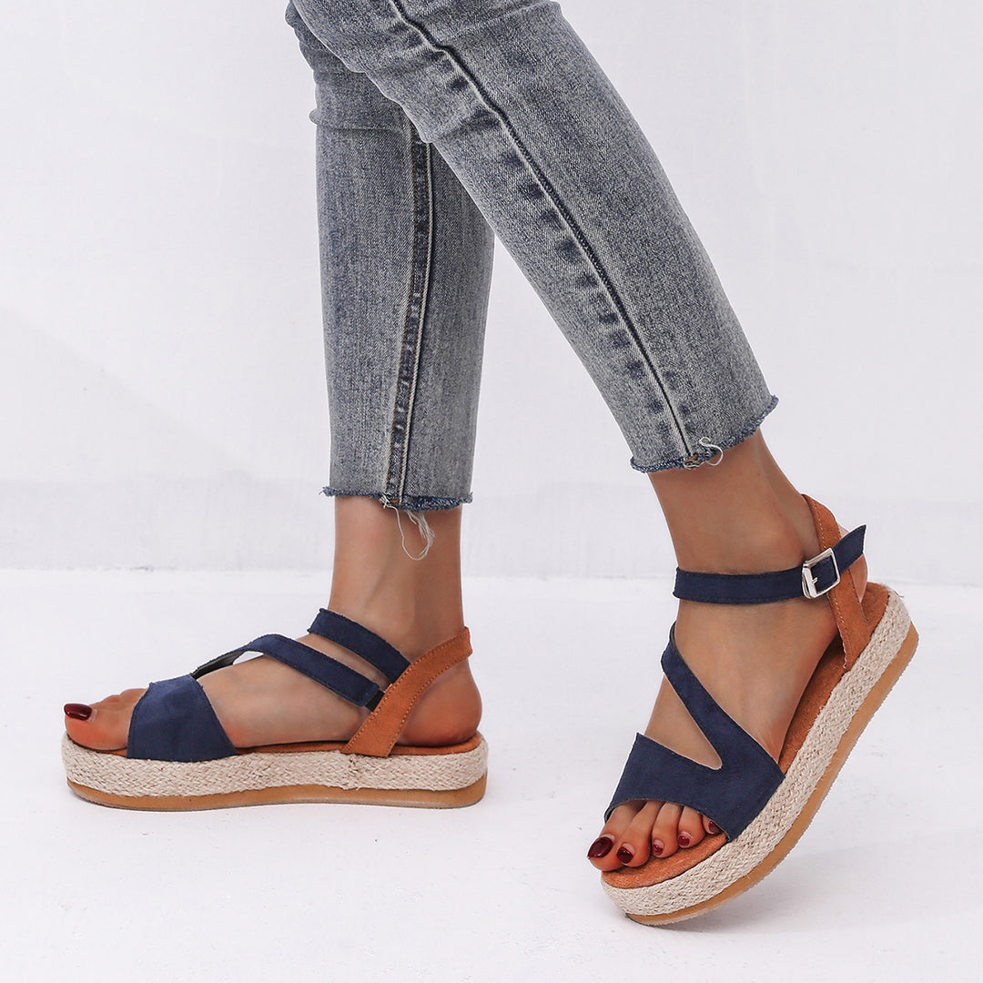 Elegant and comfortable wedge heel sandals for ladies with adjustable strap Lune London
