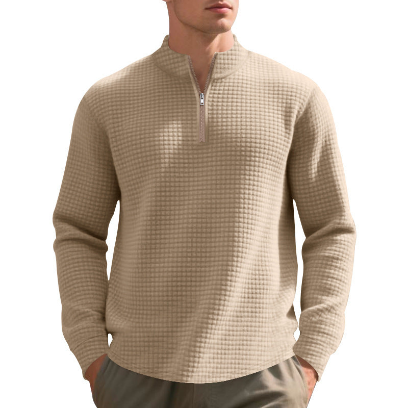 Functional pullover for men with half-zip and refined structured design Lune London