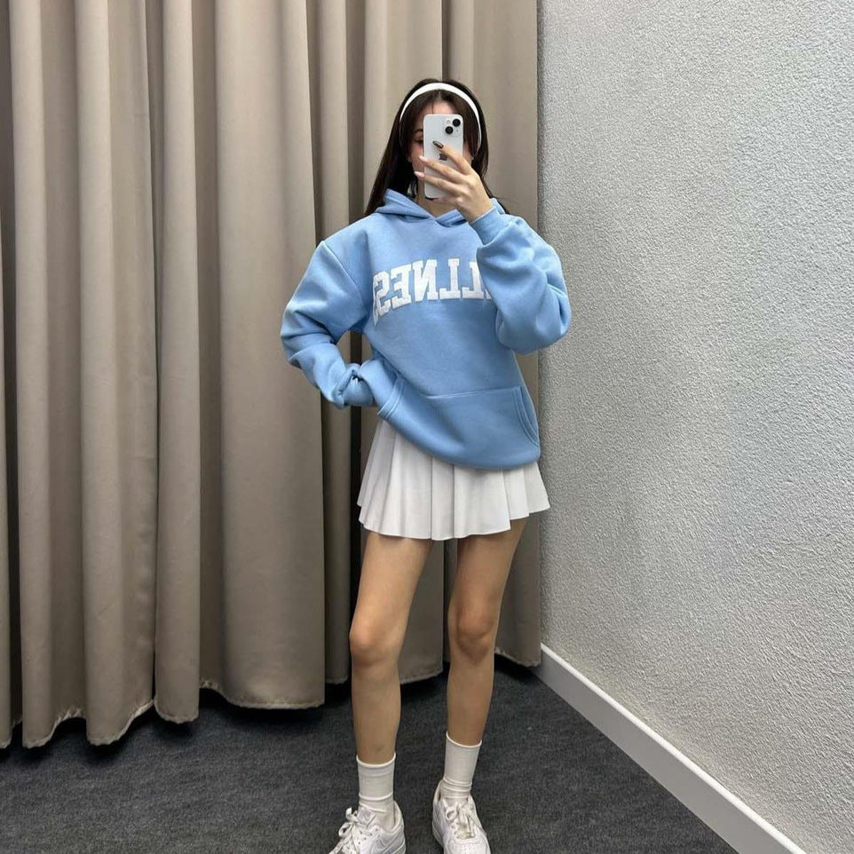 Ladies Hoodie with large logo and kangaroo pocket Lune London