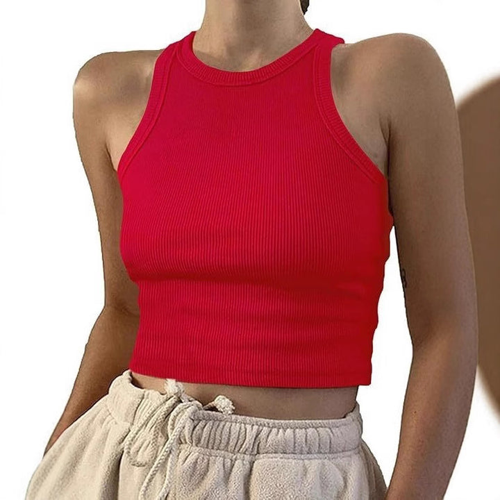 Women's sporty crop top with elastic rib design Lune London