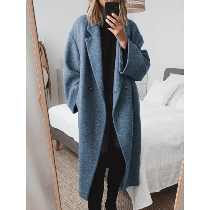 Oversized wool coat for women with elegant lapels and double button closure Lune London