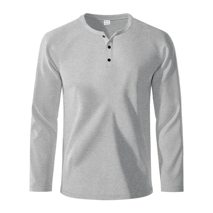 Men's Long Sleeve Henley T-Shirt in Breathable Structured Fabric Lune London