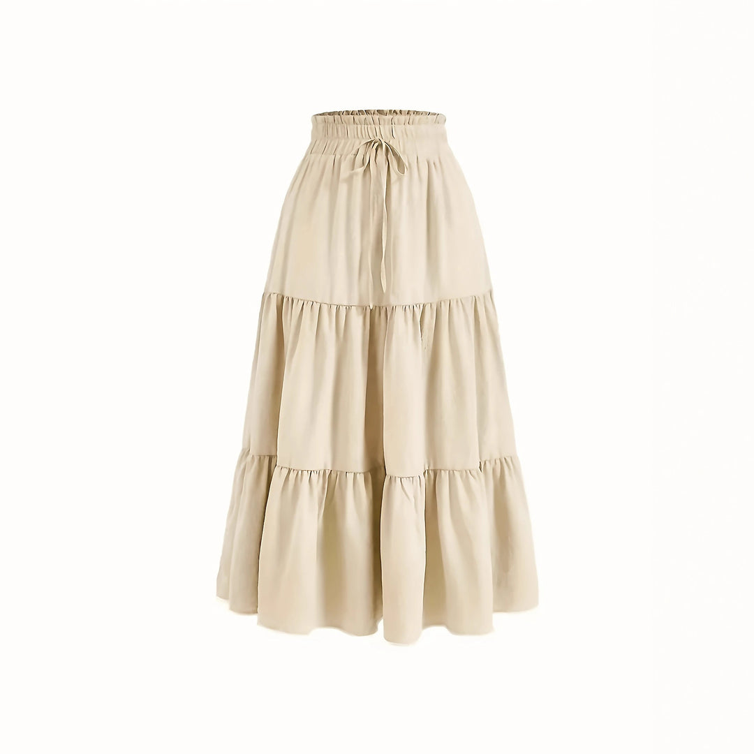 Maxi skirt for women with elastic waist and ruffled design Lune London