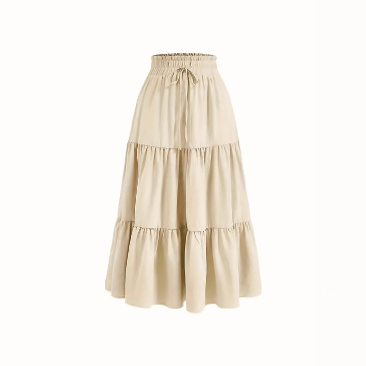 Maxi skirt for women with elastic waist and ruffled design Lune London
