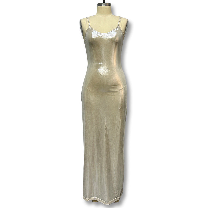 Fitted knitted dress for women with deep V-neck and long sleeves Lune London