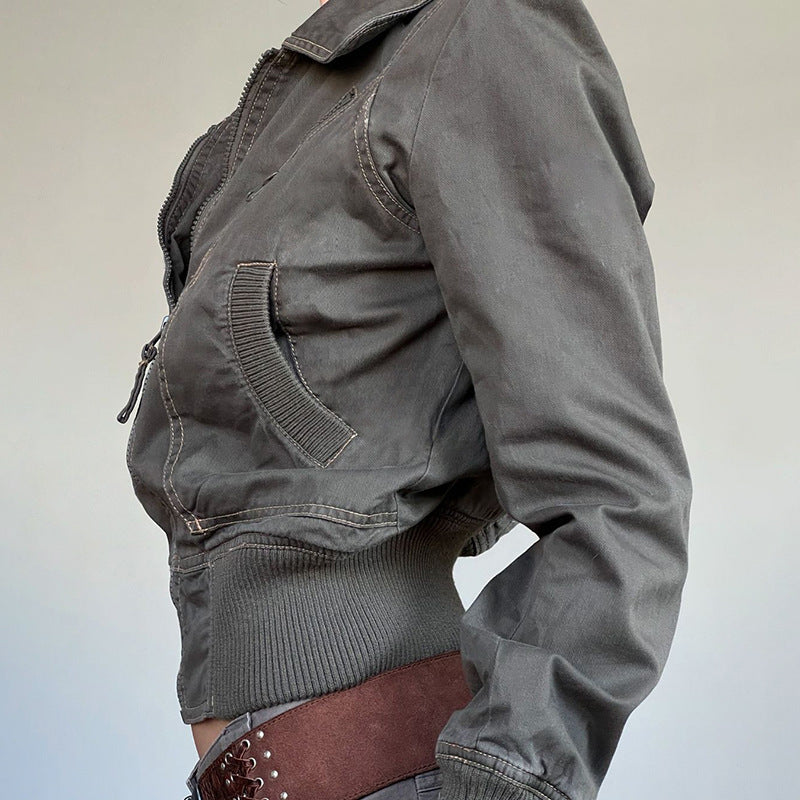 Cropped women's jacket with zipper and convenient pockets Lune London