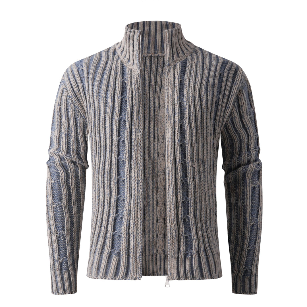 Fashionable knit jacket for men with high zipper and unique pattern Lune London