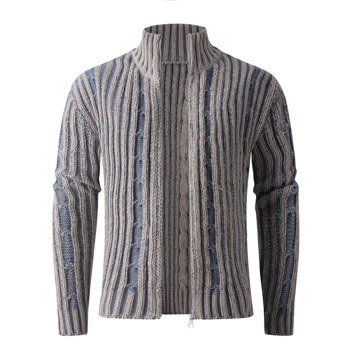 Fashionable knit jacket for men with high zipper and unique pattern Lune London