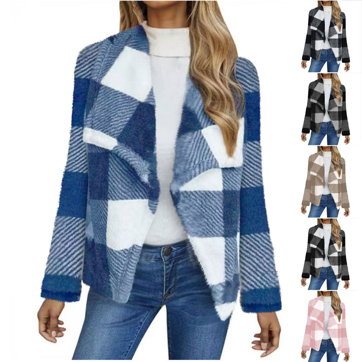 Lune London Women's Fleece Jacket with Plaid Pattern