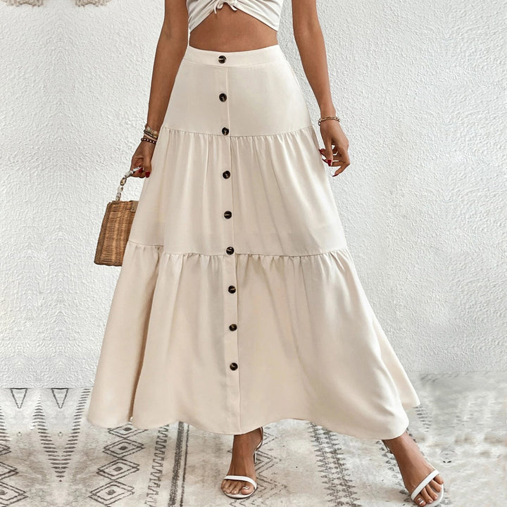 Jupe maxi pour femmes avec patte de boutonnage et coupe fluide Chic & Stil