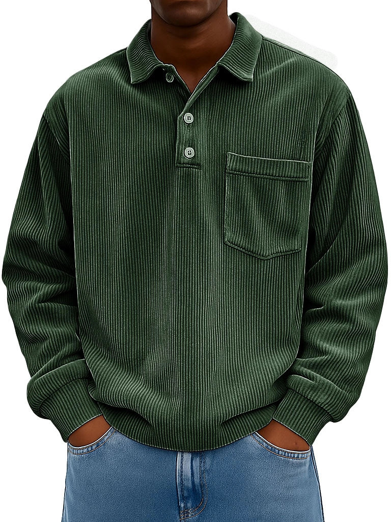 Men's Casual Polo with textured ribbed design and chest pocket Lune London