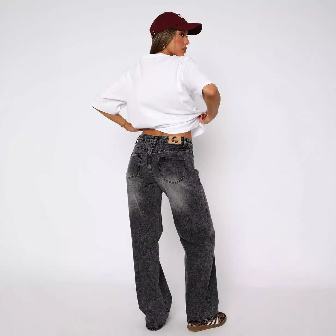 Women's casual wide jeans with high waist and fashionable cut Lune London