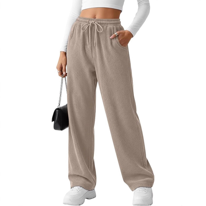 Pantalon en tricot large à côtes pour femmes avec cordon de serrage Chic & Stil