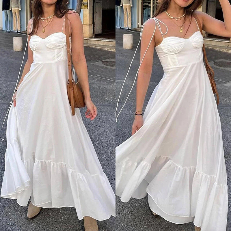 Robe maxi femme avec bretelles tombantes et jupe volumineuse Chic & Stil