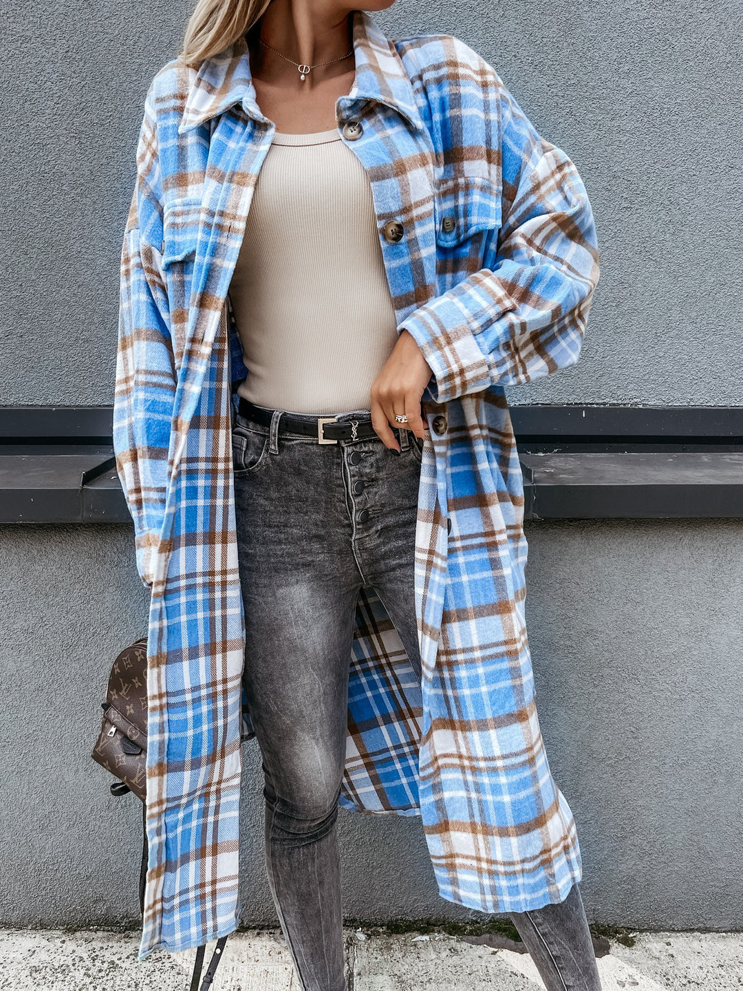 Women's clothing casual checkered shirt with asymmetric cut and pockets Lune London