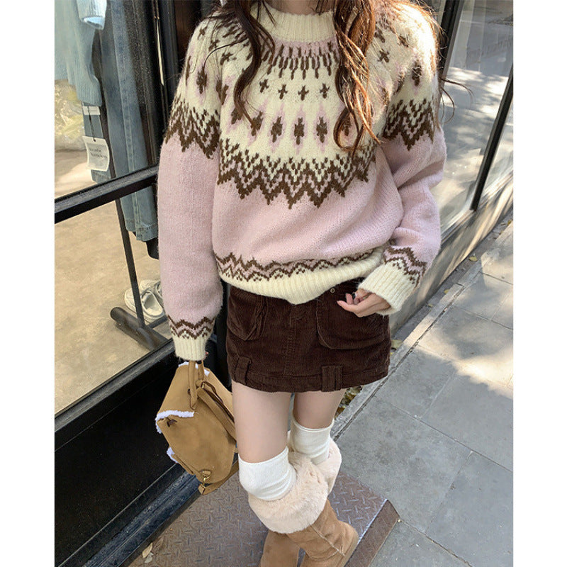 Pull en tricot épais pour femmes avec motif traditionnel et matériau doux Chic & Stil