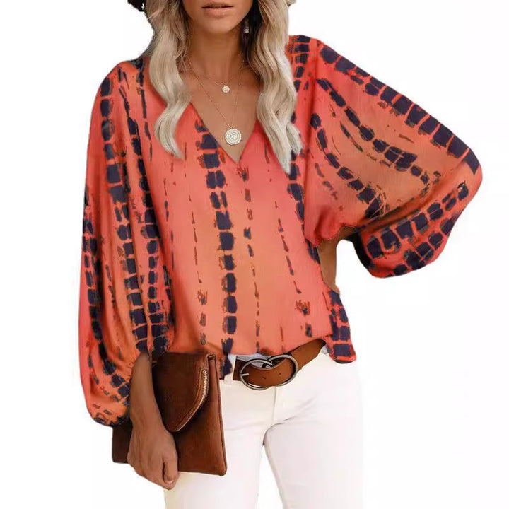 Women Elegant Blouse Cut with Leopard Pattern and Flounce Sleeves Lune London