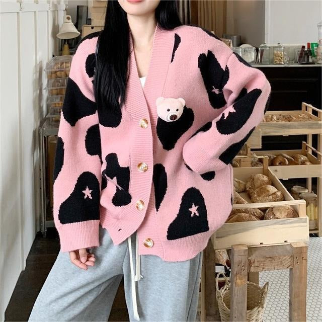 Ladies playful gilet with bear appliqué Lune London