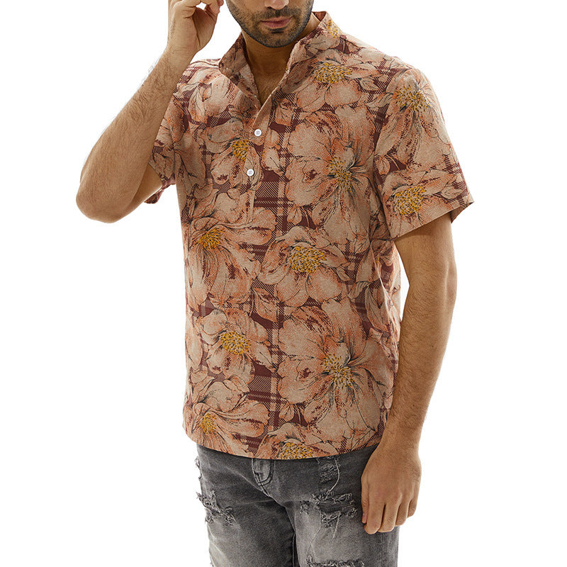 Short-sleeve shirt for men with floral pattern and modern fit Lune London