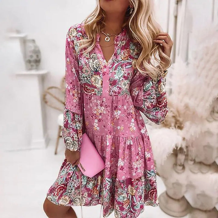 Lune London Women's Bohemian Floral Tiered Dress