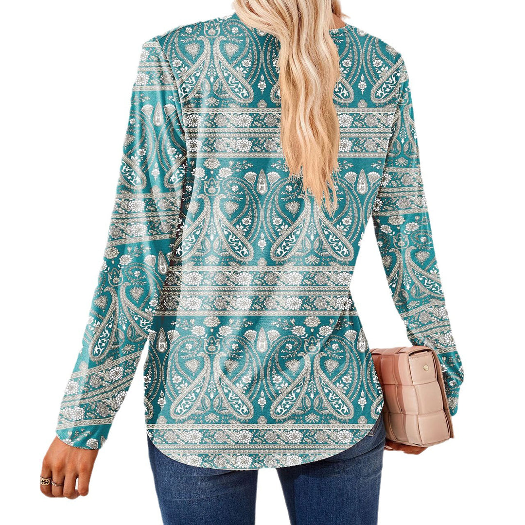 Blouse for women with floral jacquard pattern and loose fit Lune London