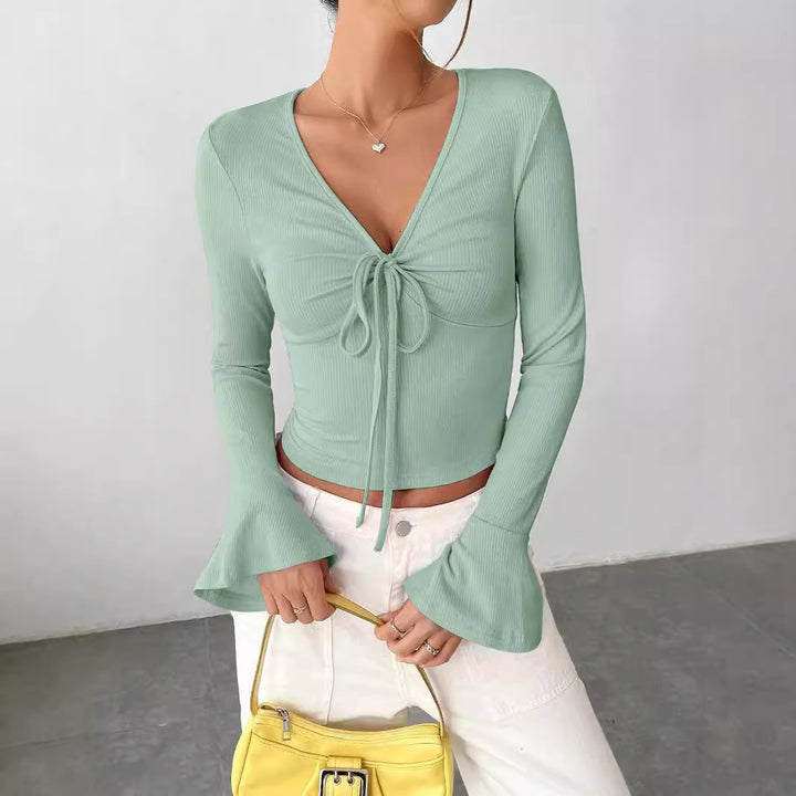 Long sleeve blouse for women with tie and wide sleeves Lune London