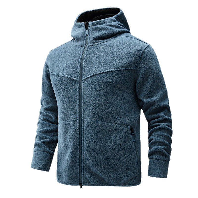 Fleece jacket for men with practical pockets and adjustable hood Lune London