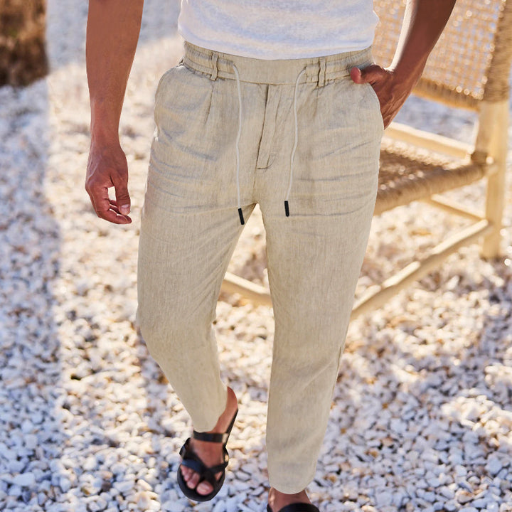 Men's casual pants with elastic waistband and side pockets. Lune London