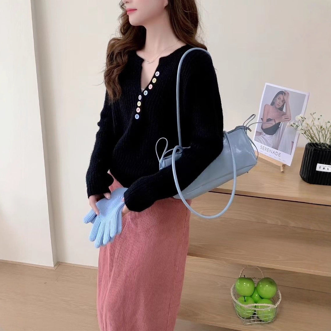Pull Femme Cozy avec patte de boutonnage et col rond