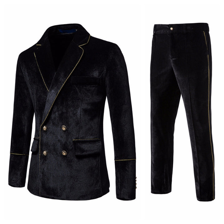Velvet suit for men with gold details and classic lapels Lune London