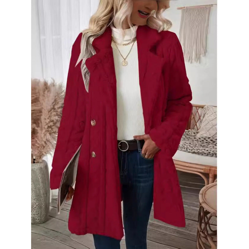 Ladies Cozy Knit Coat with Double Integrated Pockets Lune London