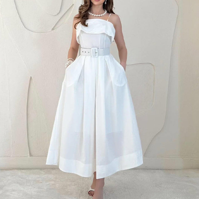 Robe maxi pour femme avec bretelles et ceinture cintrée Chic & Stil
