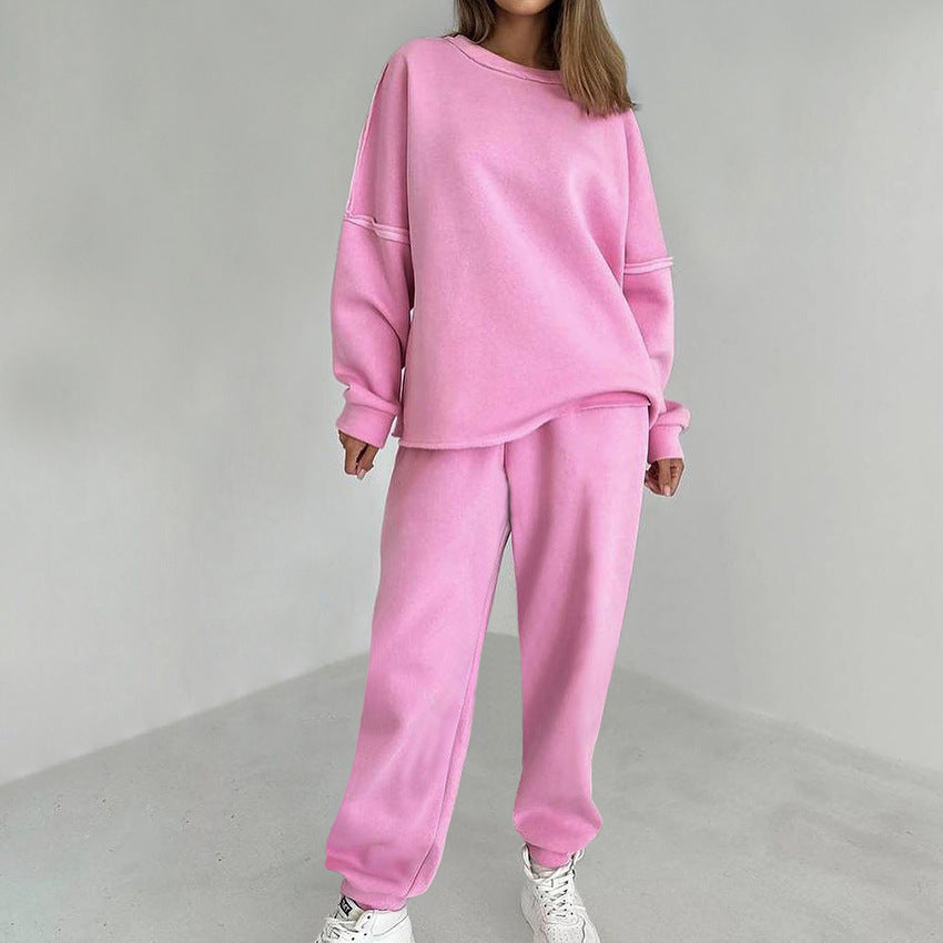 Ladies Casual Chic Fleece Loungewear Set