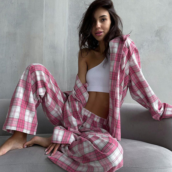 Lune London Casual Checked Pajama Set for Women