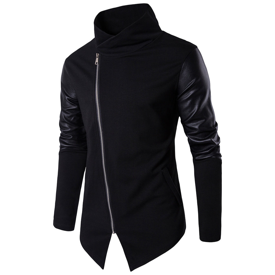 Trendy men's jacket with asymmetrical zipper and contrasting sleeves Lune London