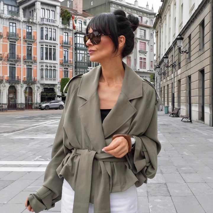 Oversized trench coat for women with adjustable belt and voluminous sleeves Lune London