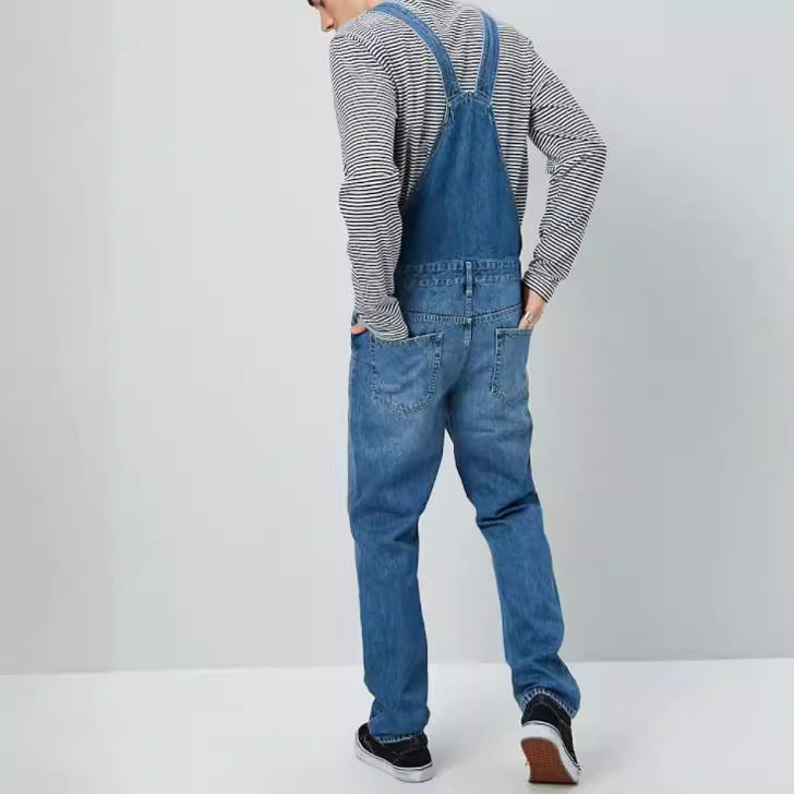 Men's Denim Overalls In Vintage Style with Adjustable Straps and Practical Pockets Lune London