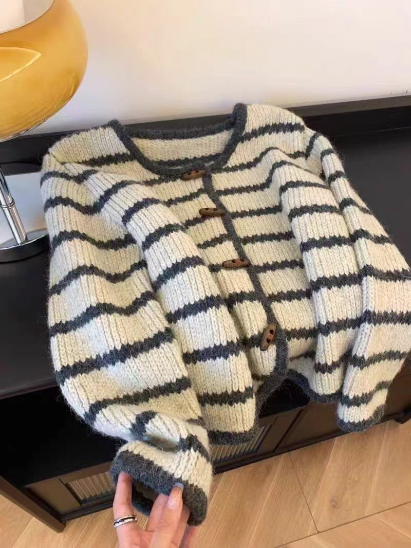 Boho style knit jacket for women with button placket and wide sleeves Lune London