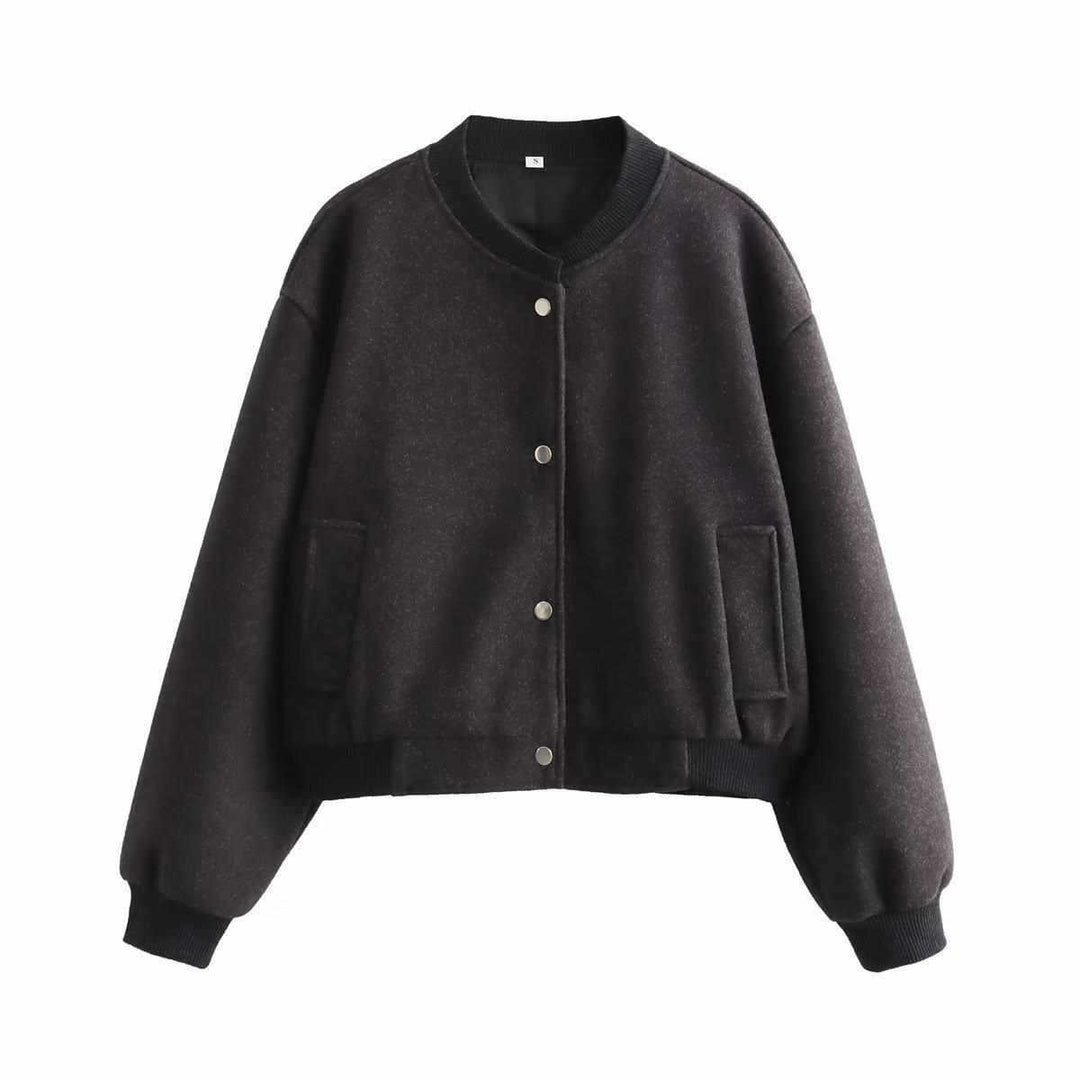 Casual bomber jacket for women with snap button closure and soft pockets Lune London