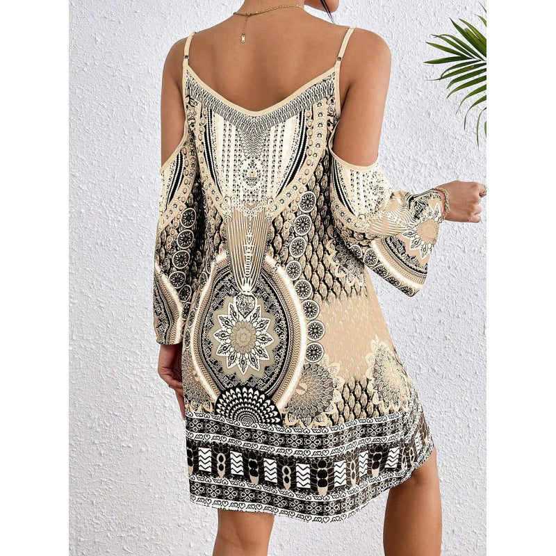 Lune London off-the-shoulder bohemian tunic dress for women
