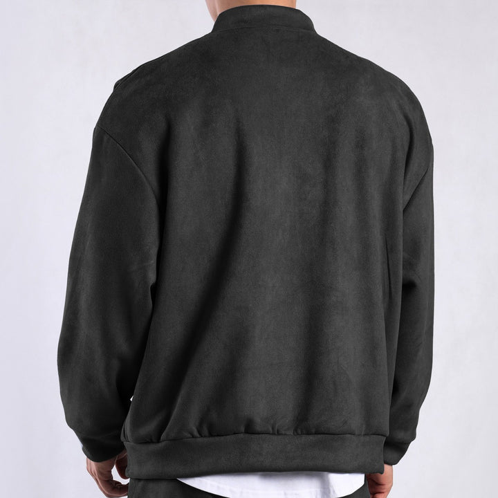 Stylish oversized jacket for women in soft faux leather with practical pockets and full zip Lune London