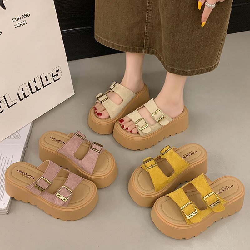 Women's platform sandals with double strap design and non-slip sole Lune London