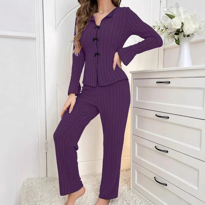 Ladies Luxurious Pajama Set with Fine Lune London Stripes
