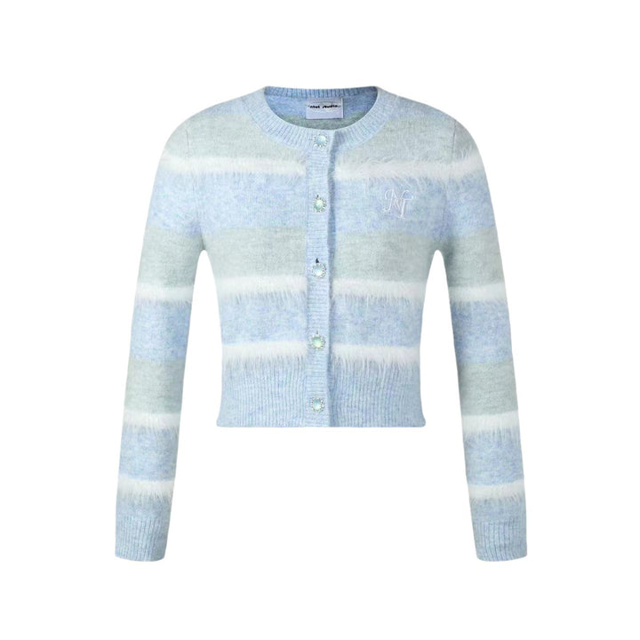 Women cardigan with large striped pattern and elegant button detail Lune London